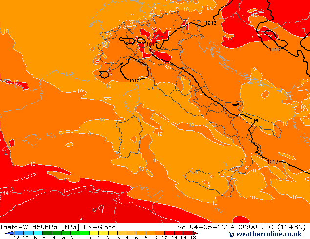 Theta-W 850hPa UK-Global Sa 04.05.2024 00 UTC