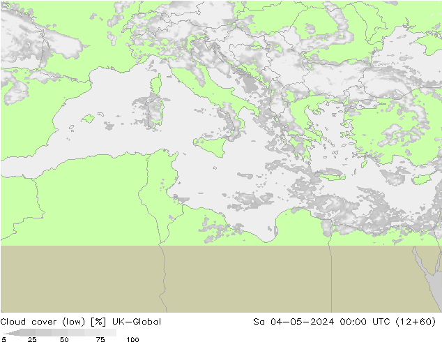 Cloud cover (low) UK-Global Sa 04.05.2024 00 UTC