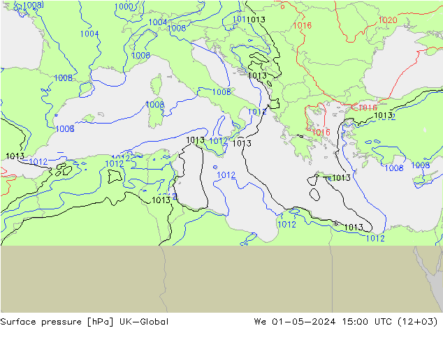 pressão do solo UK-Global Qua 01.05.2024 15 UTC