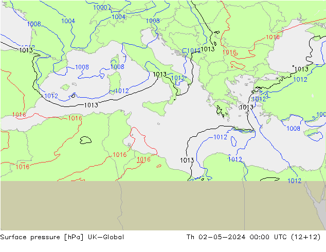 Atmosférický tlak UK-Global Čt 02.05.2024 00 UTC