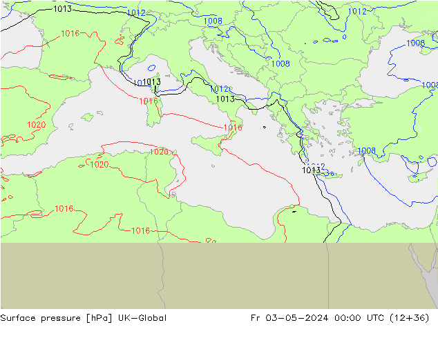 Surface pressure UK-Global Fr 03.05.2024 00 UTC