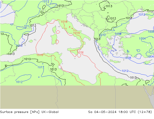 Atmosférický tlak UK-Global So 04.05.2024 18 UTC