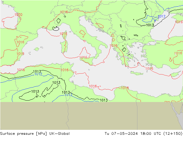 приземное давление UK-Global вт 07.05.2024 18 UTC