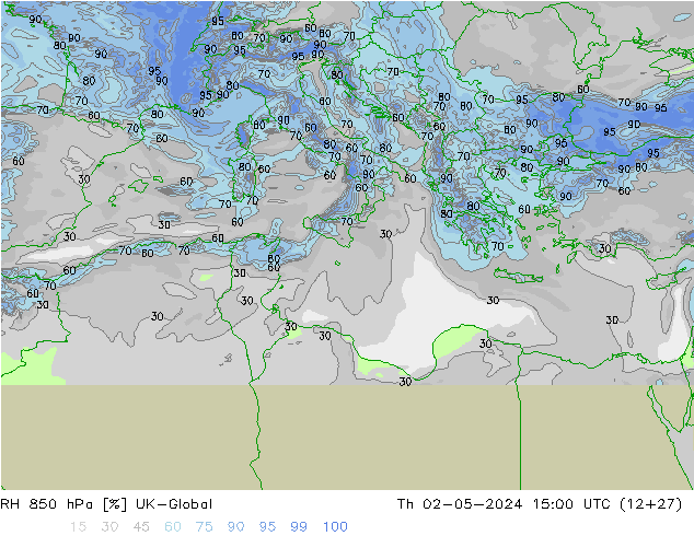 RH 850 гПа UK-Global чт 02.05.2024 15 UTC