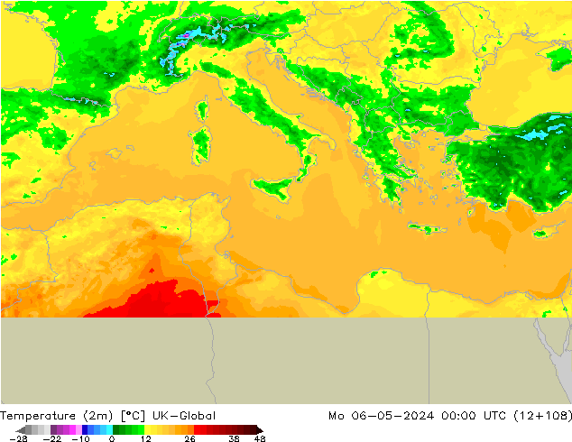 Temperature (2m) UK-Global Mo 06.05.2024 00 UTC