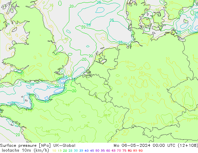 Isotachs (kph) UK-Global Mo 06.05.2024 00 UTC