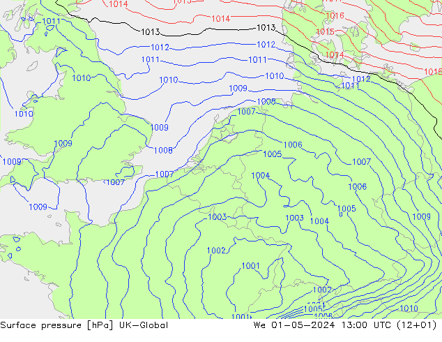 Bodendruck UK-Global Mi 01.05.2024 13 UTC