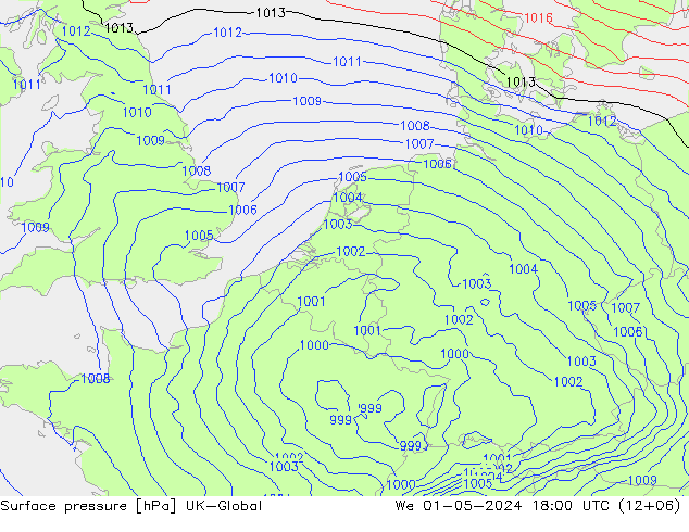 Atmosférický tlak UK-Global St 01.05.2024 18 UTC