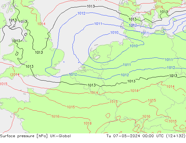 Surface pressure UK-Global Tu 07.05.2024 00 UTC