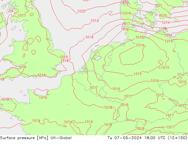 Presión superficial UK-Global mar 07.05.2024 18 UTC