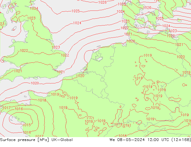 Surface pressure UK-Global We 08.05.2024 12 UTC