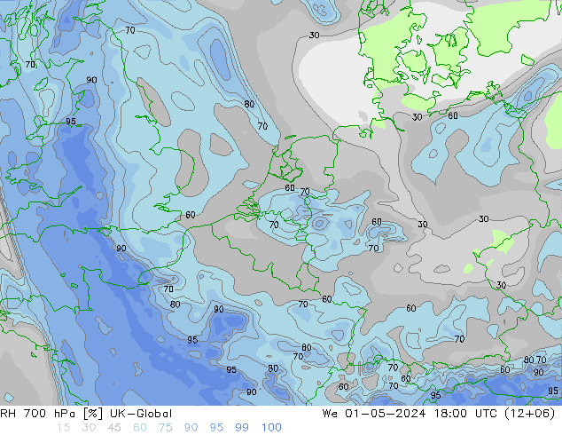 RH 700 hPa UK-Global Mi 01.05.2024 18 UTC