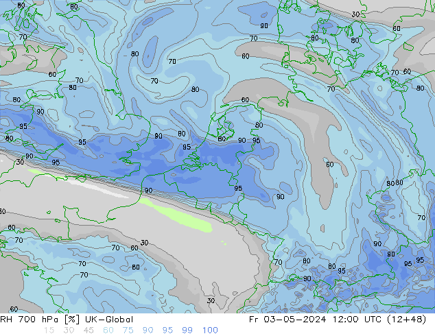 RH 700 hPa UK-Global pt. 03.05.2024 12 UTC