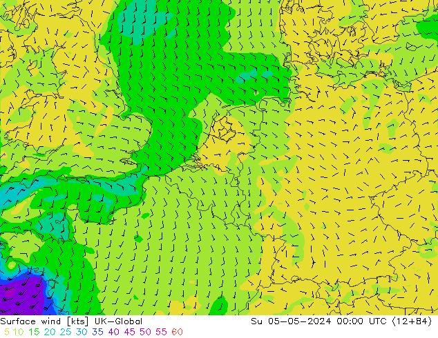 Surface wind UK-Global Ne 05.05.2024 00 UTC