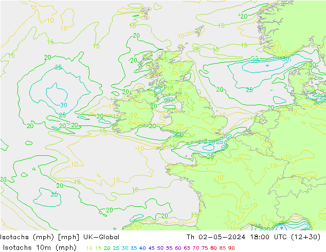 Isotachs (mph) UK-Global Th 02.05.2024 18 UTC