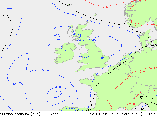 приземное давление UK-Global сб 04.05.2024 00 UTC