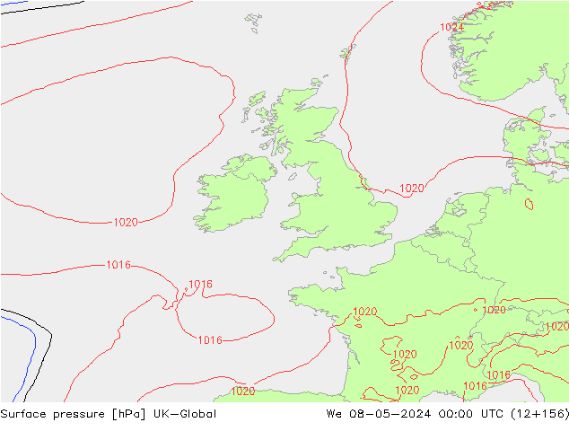 Surface pressure UK-Global We 08.05.2024 00 UTC