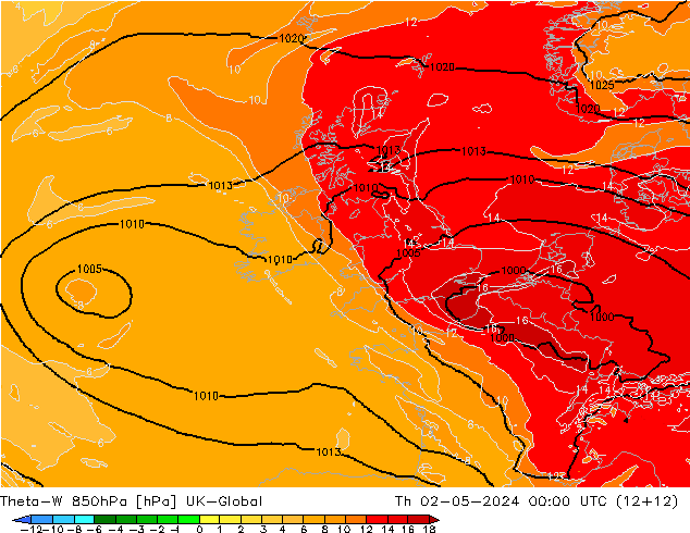 Theta-W 850hPa UK-Global do 02.05.2024 00 UTC