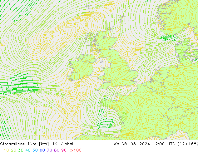 Streamlines 10m UK-Global We 08.05.2024 12 UTC