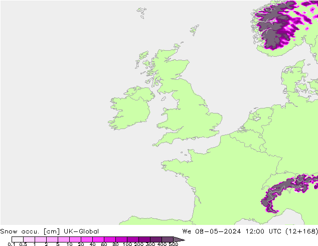 Totale sneeuw UK-Global wo 08.05.2024 12 UTC