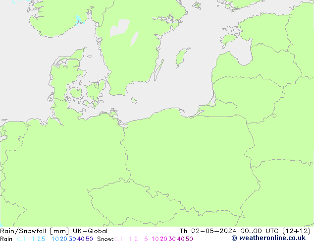 Rain/Snowfall UK-Global Čt 02.05.2024 00 UTC