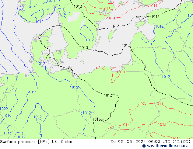 Surface pressure UK-Global Su 05.05.2024 06 UTC