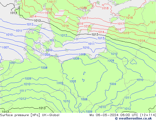 приземное давление UK-Global пн 06.05.2024 06 UTC