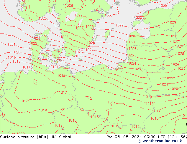 Surface pressure UK-Global We 08.05.2024 00 UTC