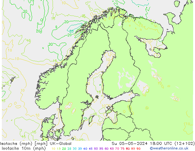 Isotachs (mph) UK-Global Ne 05.05.2024 18 UTC