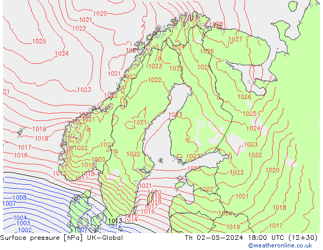 Surface pressure UK-Global Th 02.05.2024 18 UTC