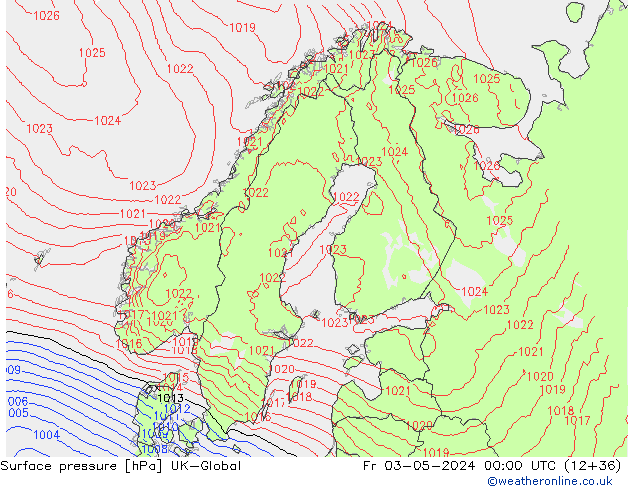 pression de l'air UK-Global ven 03.05.2024 00 UTC