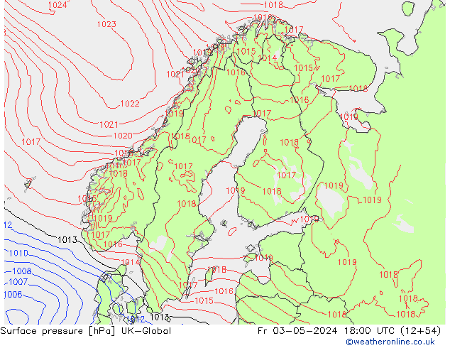 Surface pressure UK-Global Fr 03.05.2024 18 UTC