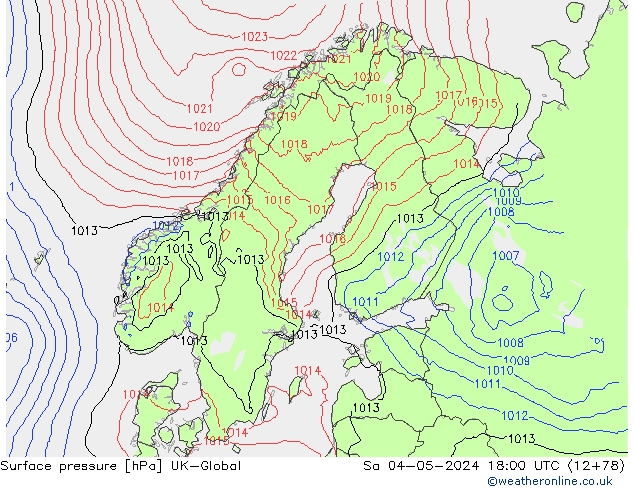 Surface pressure UK-Global Sa 04.05.2024 18 UTC