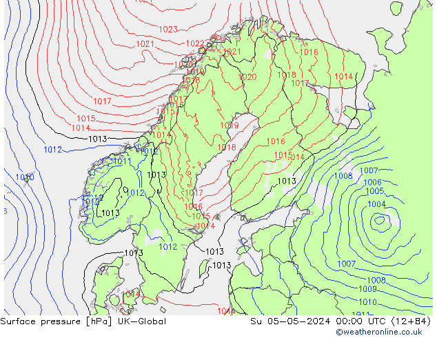 Atmosférický tlak UK-Global Ne 05.05.2024 00 UTC