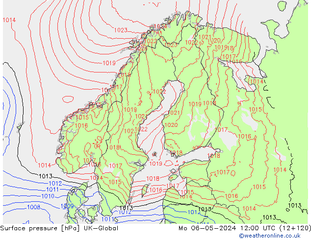 pression de l'air UK-Global lun 06.05.2024 12 UTC