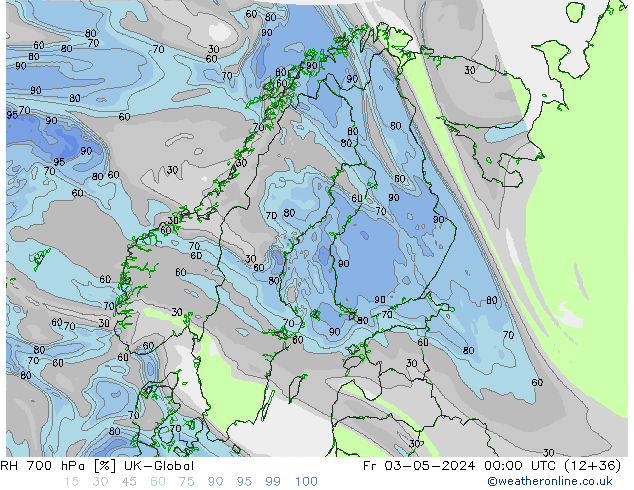 RH 700 hPa UK-Global Fr 03.05.2024 00 UTC