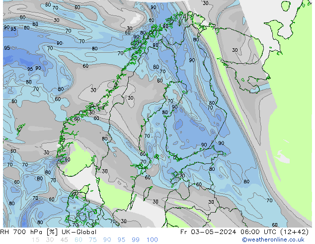 RH 700 hPa UK-Global ven 03.05.2024 06 UTC