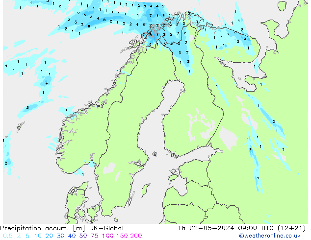 Precipitation accum. UK-Global czw. 02.05.2024 09 UTC