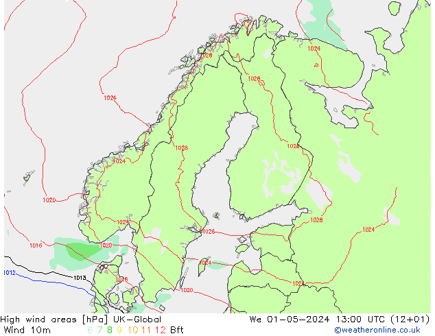 High wind areas UK-Global We 01.05.2024 13 UTC