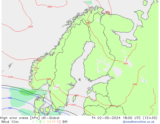 High wind areas UK-Global Th 02.05.2024 18 UTC