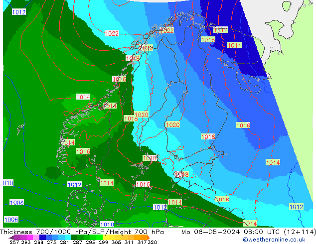 Thck 700-1000 hPa UK-Global Po 06.05.2024 06 UTC