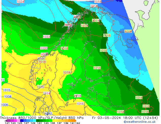 Thck 850-1000 hPa UK-Global pt. 03.05.2024 18 UTC