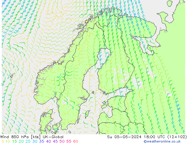 Vent 850 hPa UK-Global dim 05.05.2024 18 UTC