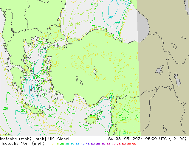 Isotachs (mph) UK-Global dom 05.05.2024 06 UTC