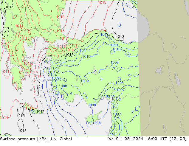 pression de l'air UK-Global mer 01.05.2024 15 UTC