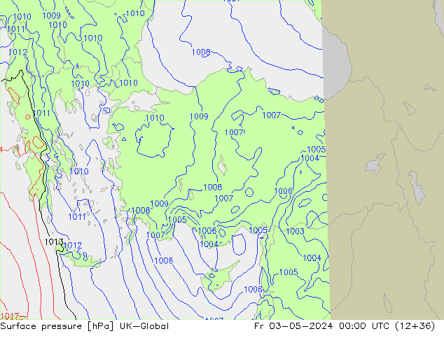 Surface pressure UK-Global Fr 03.05.2024 00 UTC