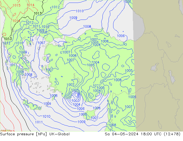 pression de l'air UK-Global sam 04.05.2024 18 UTC