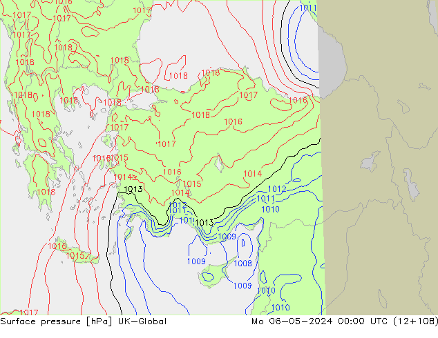 pressão do solo UK-Global Seg 06.05.2024 00 UTC