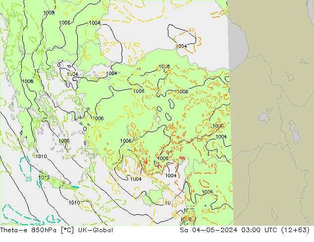 Theta-e 850hPa UK-Global Sa 04.05.2024 03 UTC