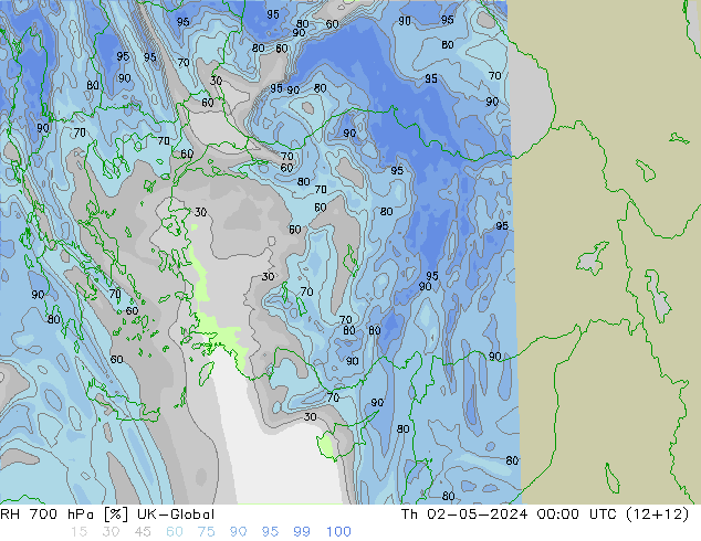 RH 700 hPa UK-Global Do 02.05.2024 00 UTC